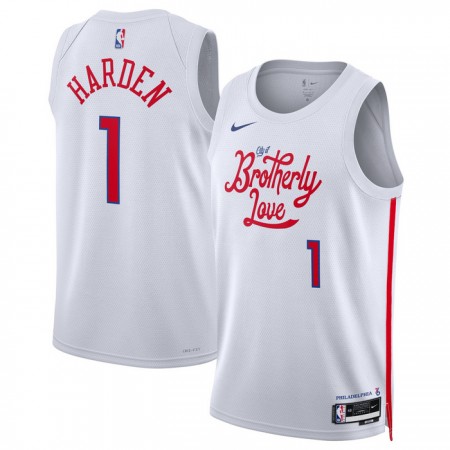 Maillot Homme Philadelphia 76ers James Harden 1 2022-23 Nike City Edition Blanc Swingman Maillot Homme Philadelphia 76ers James Harden 1 2022-23 Nike City Edition Blanc Swingman